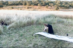 Filmstill performance "Molitva", cooperation with Sophie Tassignon (musician D/B), during the residency at Fundacao Obras, Évora Monte, Alentejo, Portugal , May 27th, 2024. Filmed  by Ludger van der Eerden (PT)